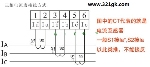 三相电流表接线示意图